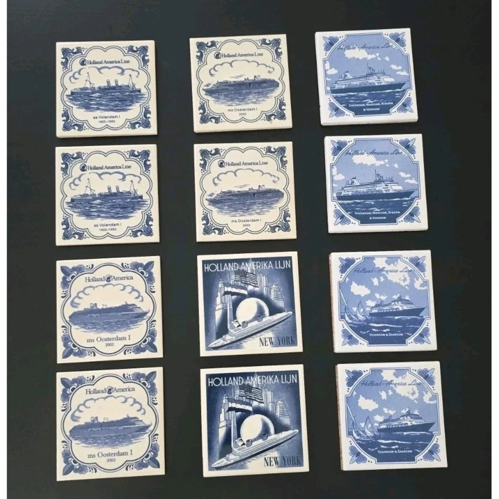 Holland America Line Blue Delft Tile‎ Coaster LOT OF 12 Variety